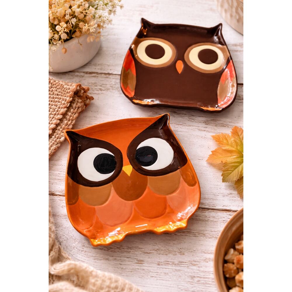 Set Of 2 Owl Ceramic Serving Tray By MESA Home
